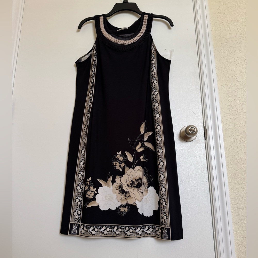Sandra Darren Black Sheath Mini Dress Halter Sleeveless, 12🦋